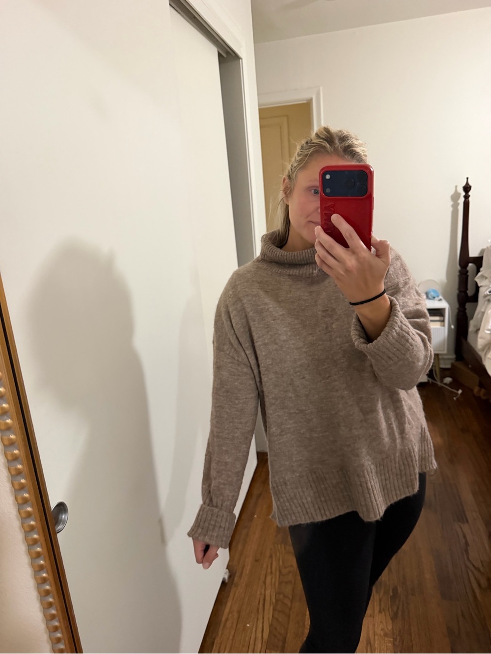 Cozy Taupe Turtleneck Sweater - S/M